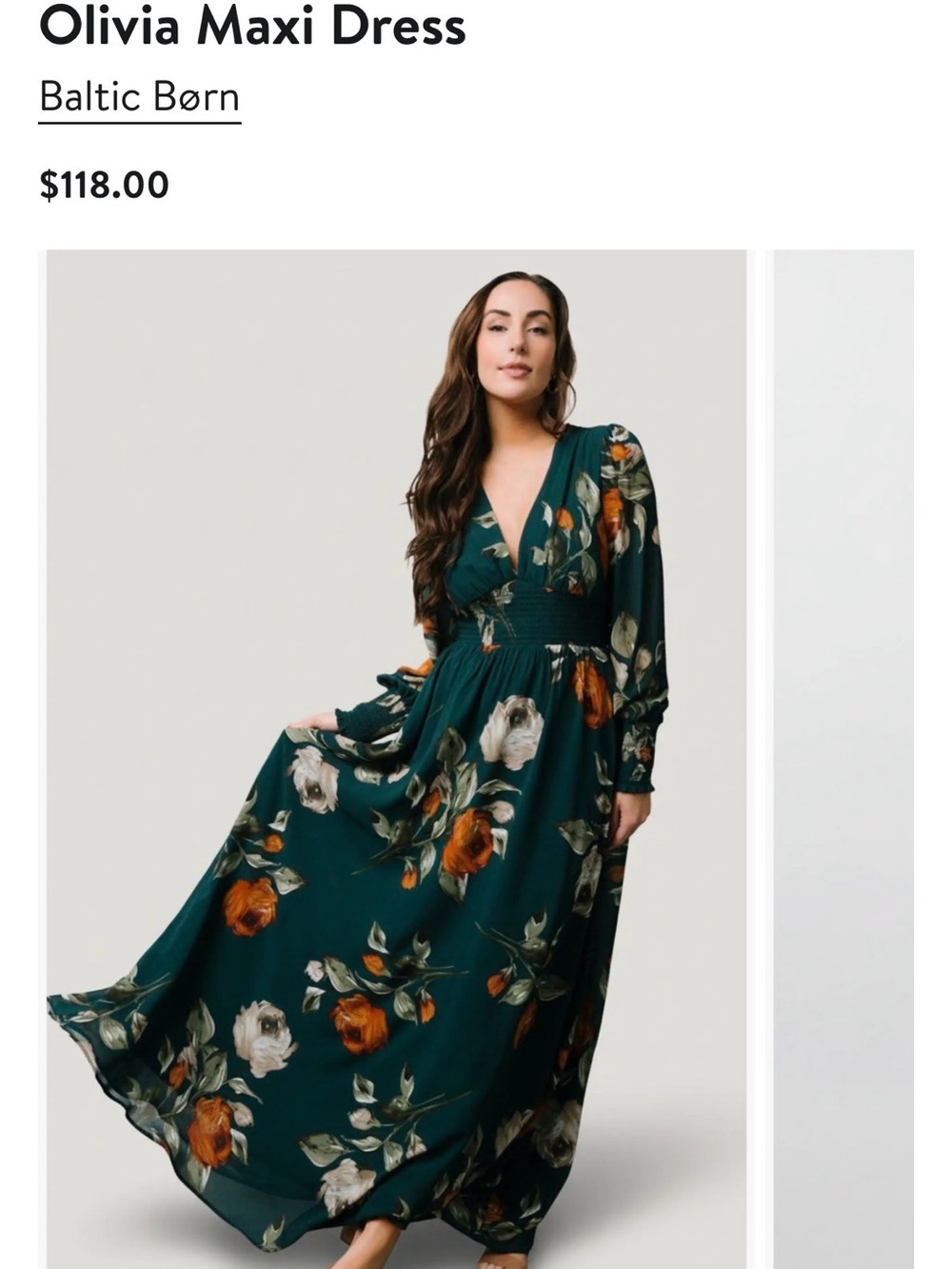 Baltic Born Teal Floral Wrap Maxi Dress with Orange & Cream Blooms